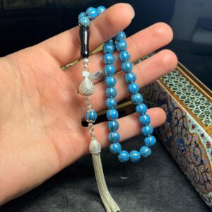 Firuze Taşı Üzerine Gümüş İşlemeli Tesbih